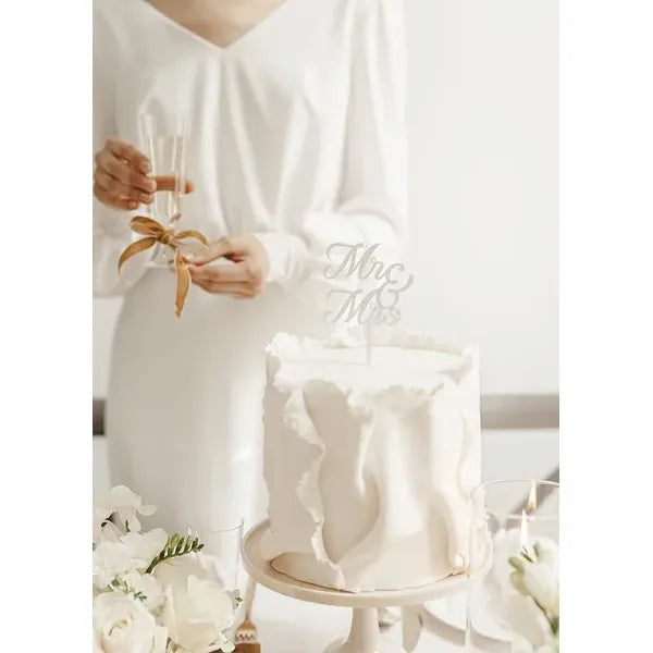 Cake Topper Acrylique Mr & Mrs Blanc