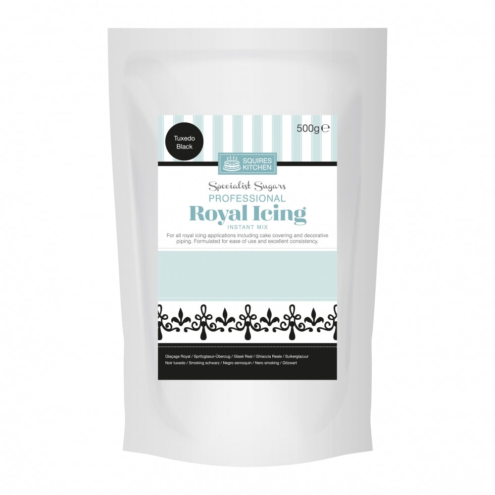 Royal Icing instantané noir Tuxedo 500 g Squires Kitchen précoloré