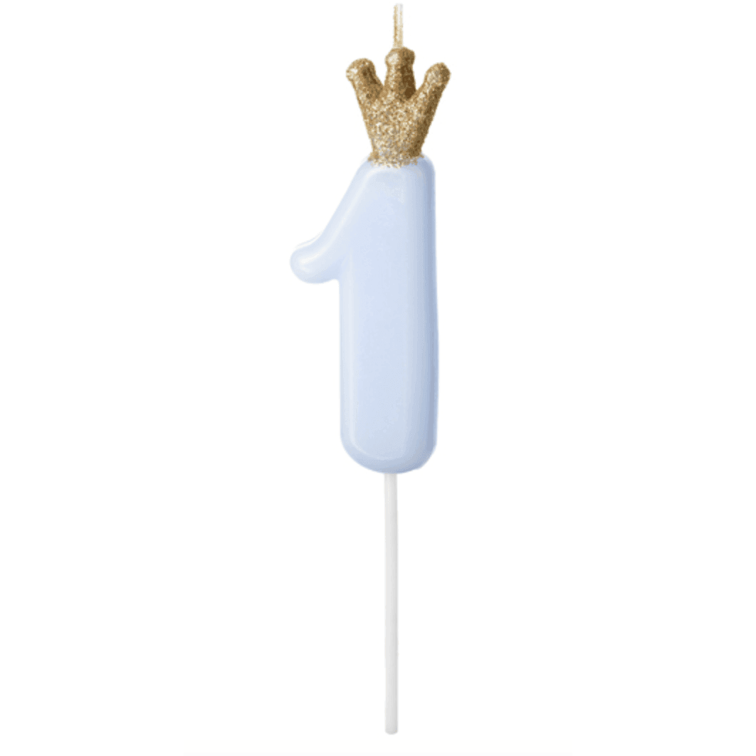 Bougie Numéro - Gold Crown Baby Blue - Variantes disponibles - PARTY DECO