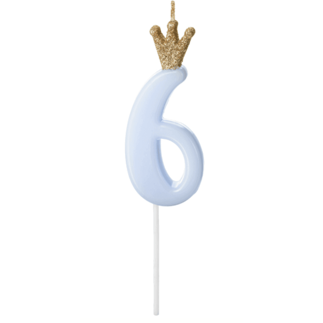 Bougie Numéro - Gold Crown Baby Blue - Variantes disponibles - PARTY DECO