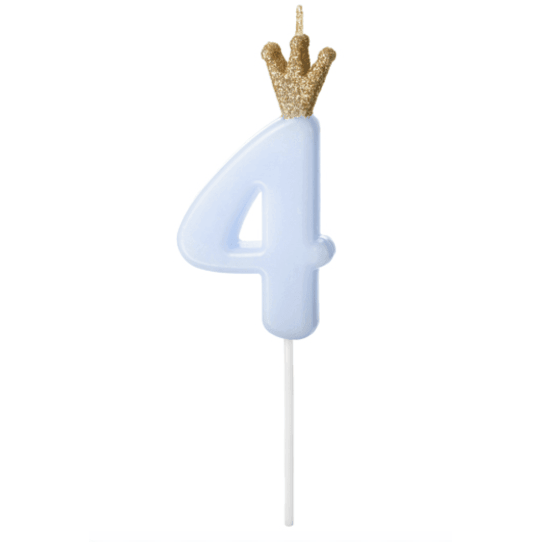 Bougie Numéro - Gold Crown Baby Blue - Variantes disponibles - PARTY DECO