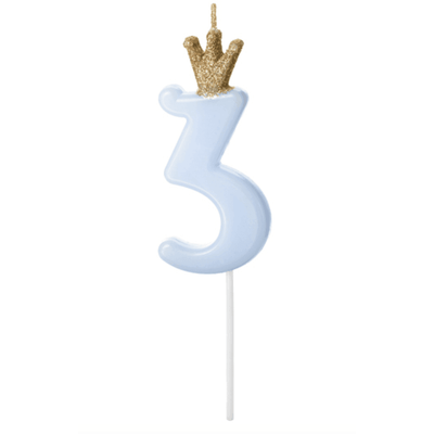 Bougie Numéro - Gold Crown Baby Blue - Variantes disponibles - PARTY DECO