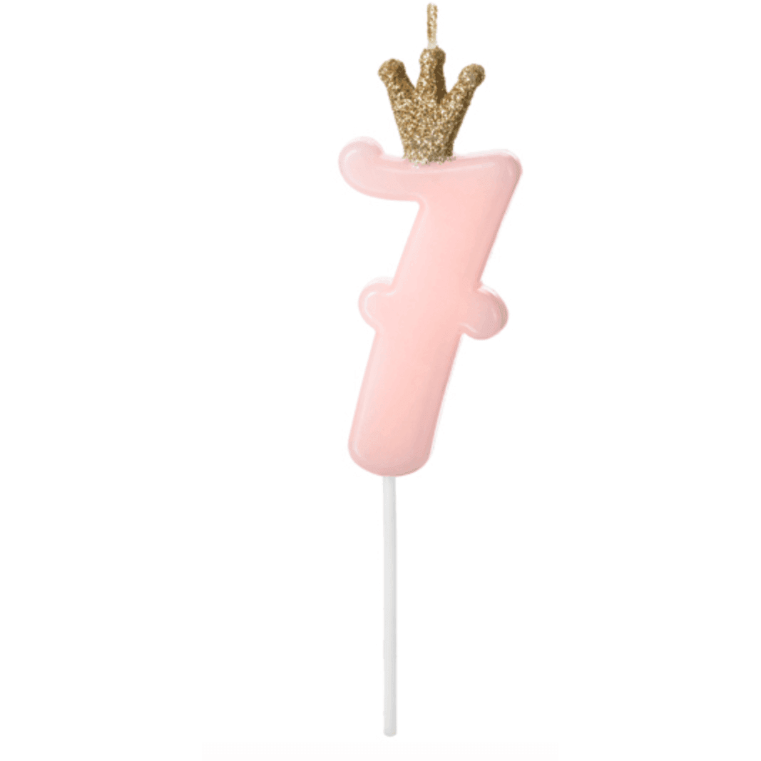 Bougie Numéro - Gold Crown Baby Pink - Variantes disponibles - PARTY DECO