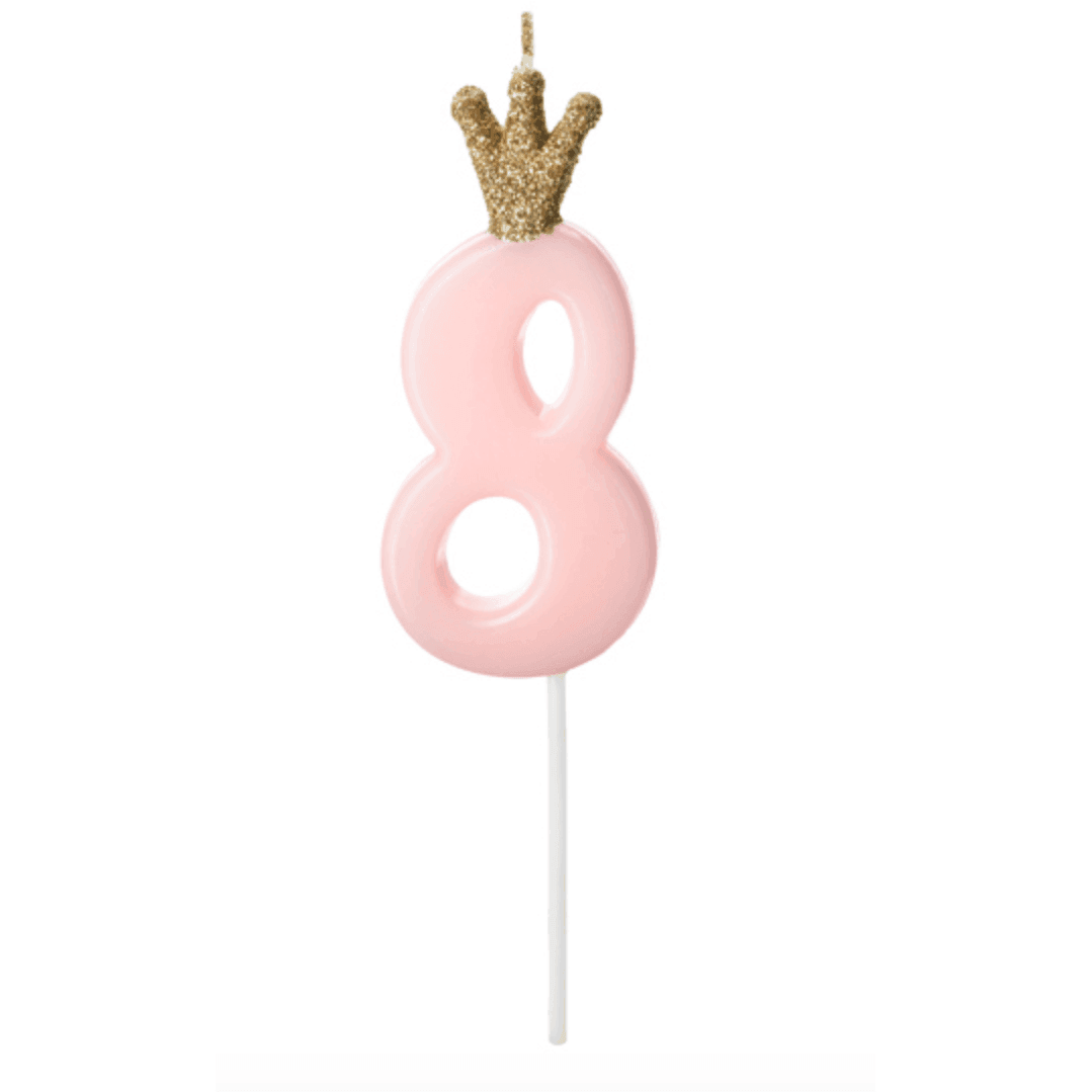 Bougie Numéro - Gold Crown Baby Pink - Variantes disponibles - PARTY DECO