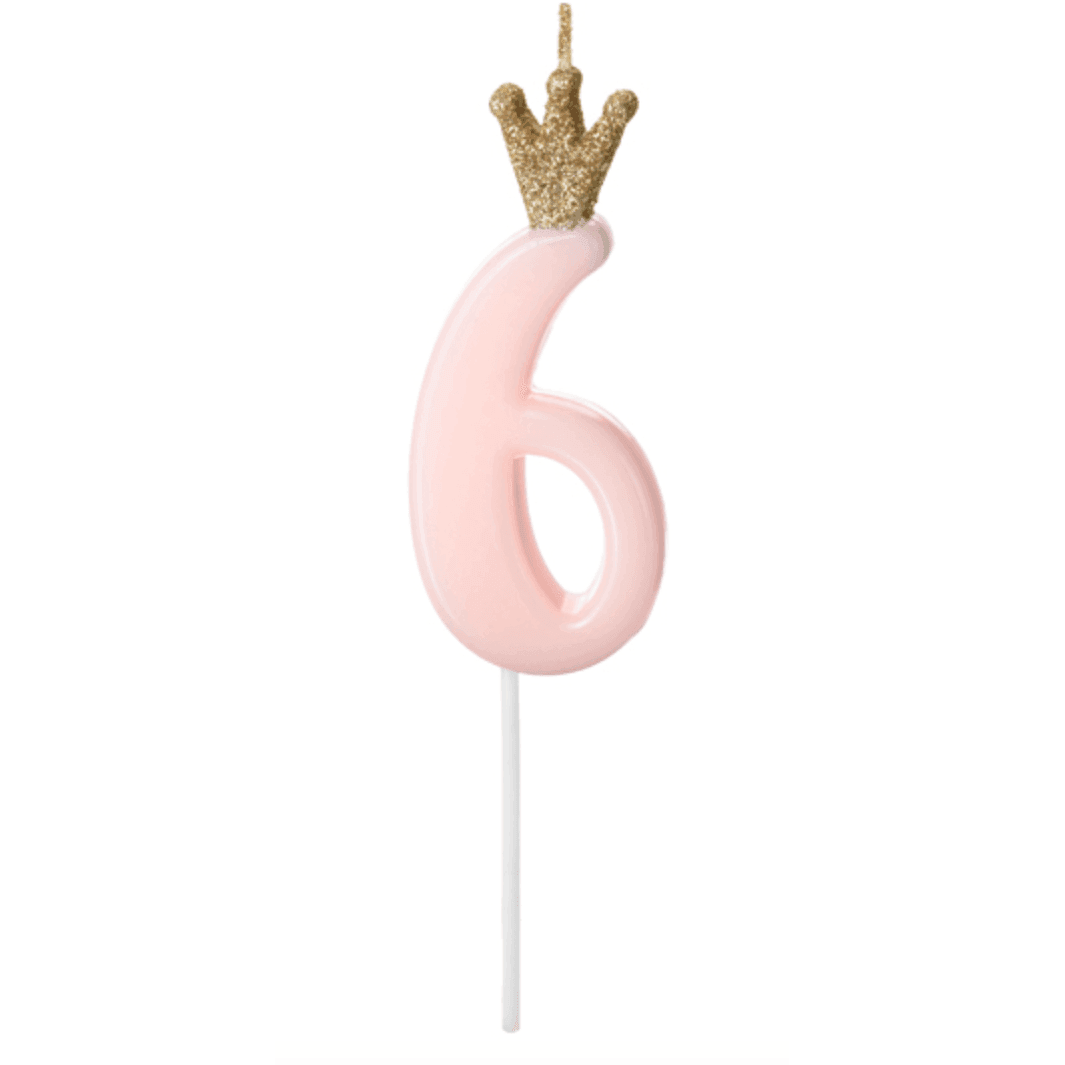 Bougie Numéro - Gold Crown Baby Pink - Variantes disponibles - PARTY DECO