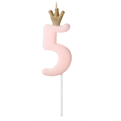 Bougie Numéro - Gold Crown Baby Pink - Variantes disponibles - PARTY DECO