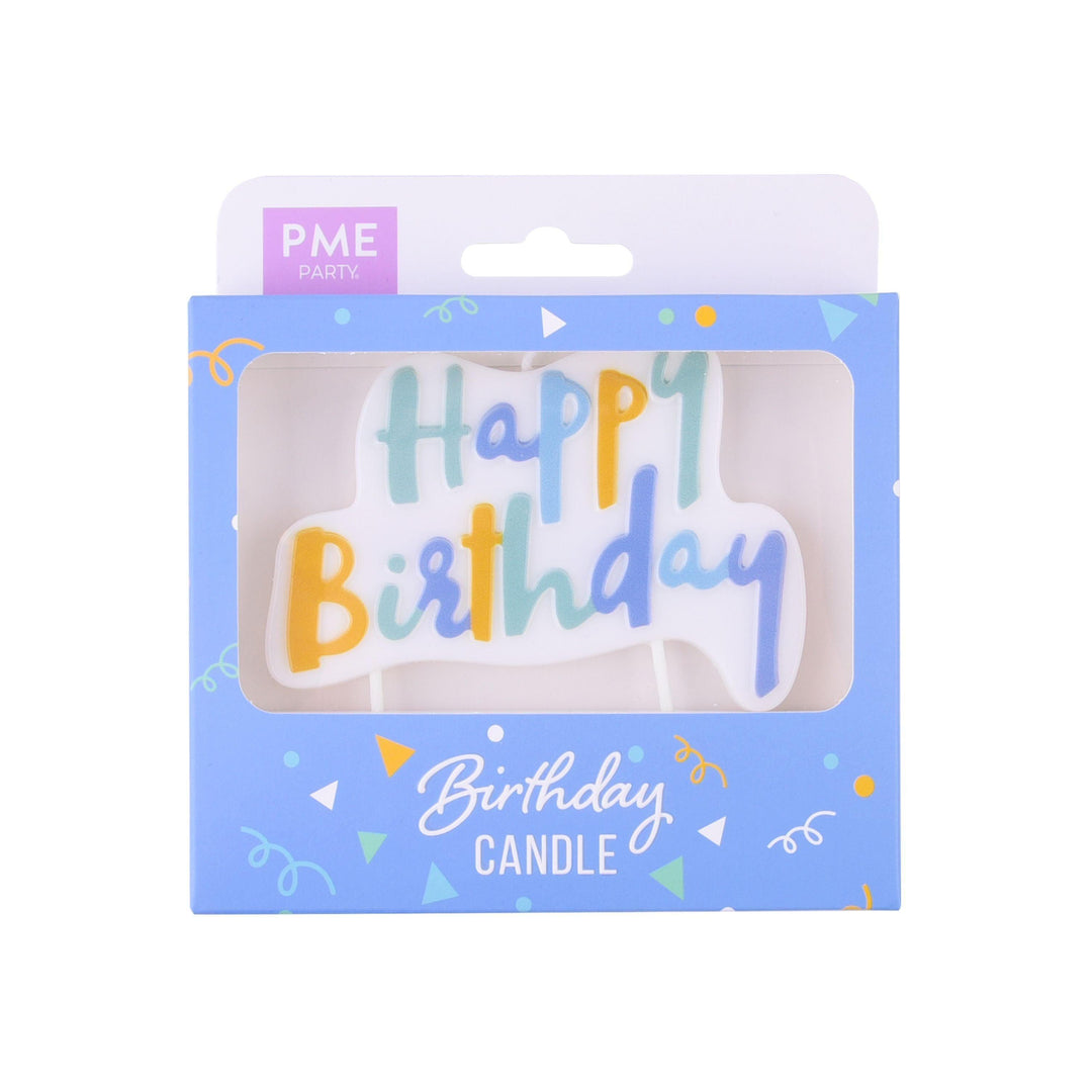 Bougie Topper - Blue Pastel Happy Birthday