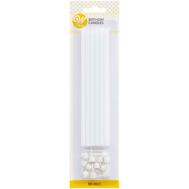 12 White XL Candles - 15cm