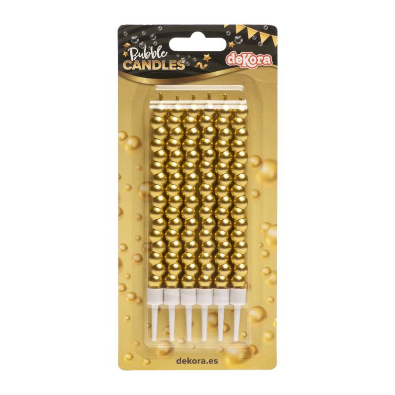 6 Candele Bolle Oro - 14 cm