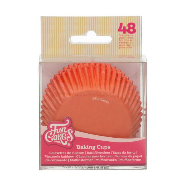 48 cajas para cupcakes de color naranja