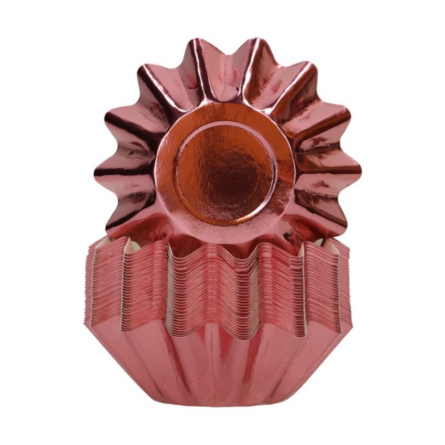 48 pirottini Bloom per cupcake - Oro rosa metallizzato