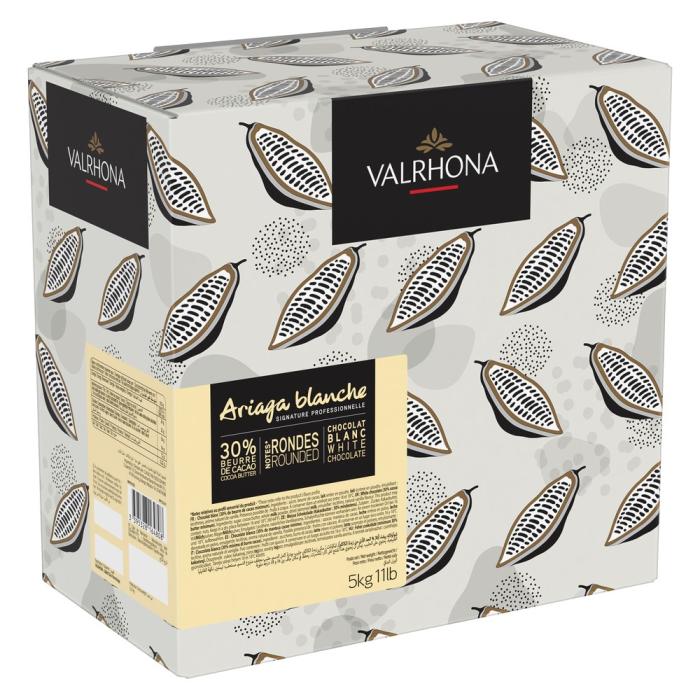 Chocolat blanc Ariaga Blanche 30% Valrhona – sac de fèves 5 kg – couverture professionnelle