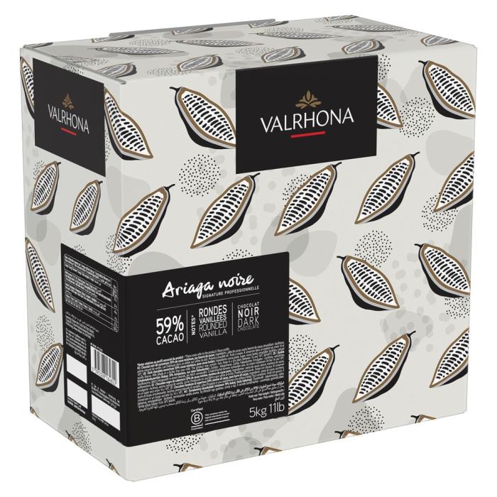 Chocolat noir Ariaga 59% Valrhona – Sac de fèves 5 kg – chocolat professionnel couverture