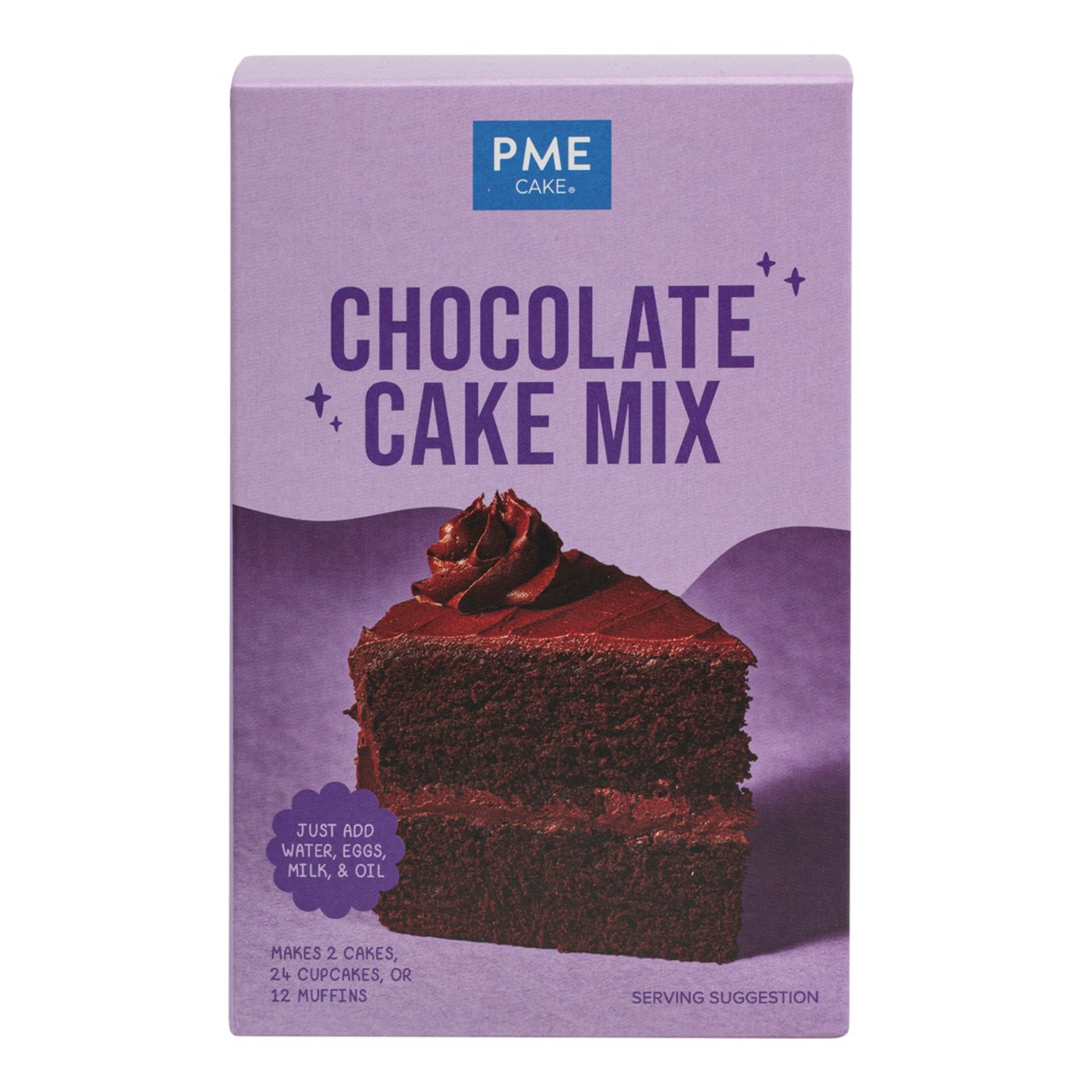 Préparation pour Gâteau au Chocolat PME – Cake Mix 500g boîte violette avec visuel gâteau moelleux