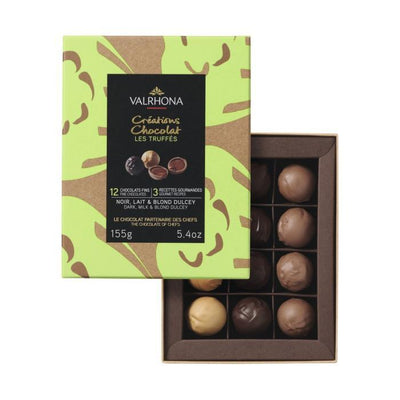 Coffret 12 Truffes - Noir, Lait, Dulcey DLUO 08/2024 - VALRHONA