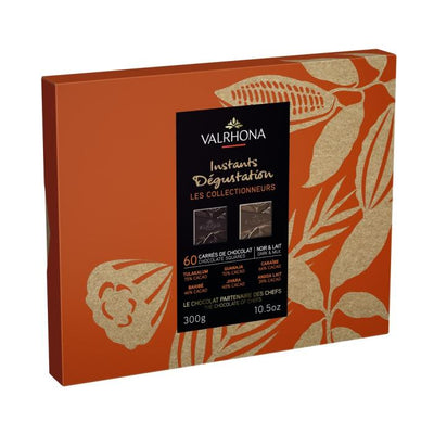 Coffret Dégustation Valrhona 60 Carrés de Chocolat Noir & Lait – Les Collectionneurs – 300 g