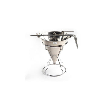 Entonnoir doseur à piston inox avec support