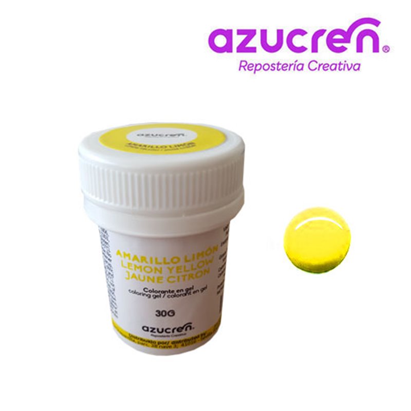 Colorant gel jaune citron Azucren 30g pour décoration pâtisserie
