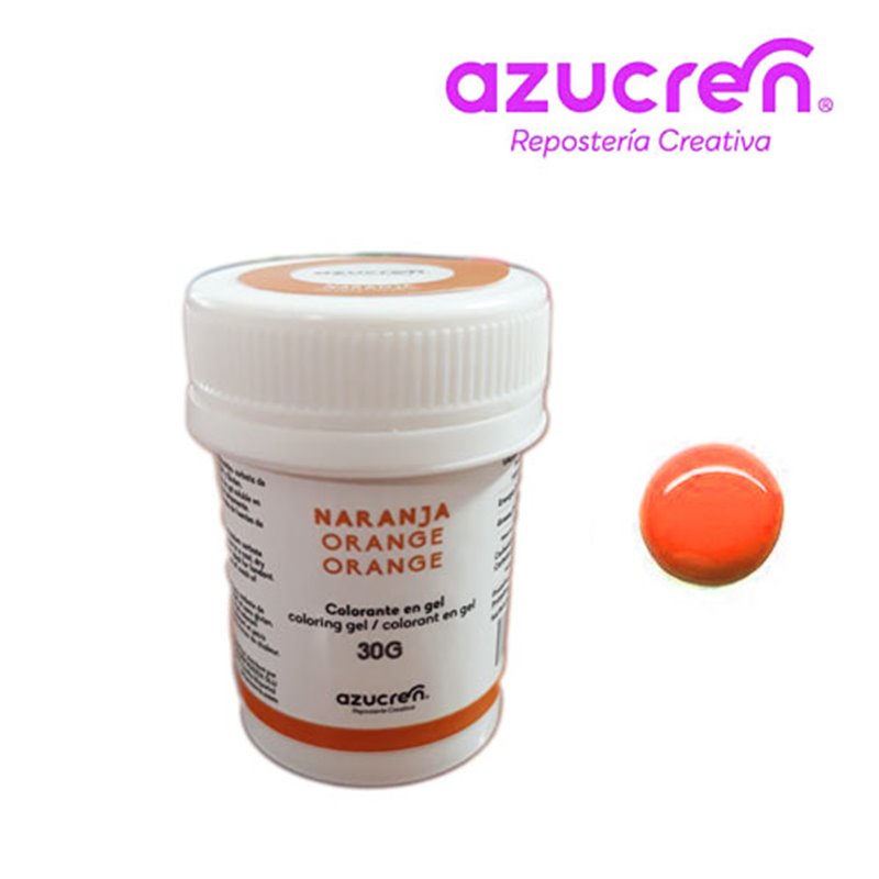 Colorant orange Azucren en gel 30g pour pâtisserie et pâte à sucre
