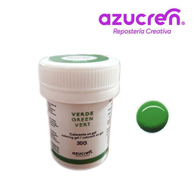 Colorant alimentaire vert Azucren 30g en gel hydrosoluble pour pâte à sucre