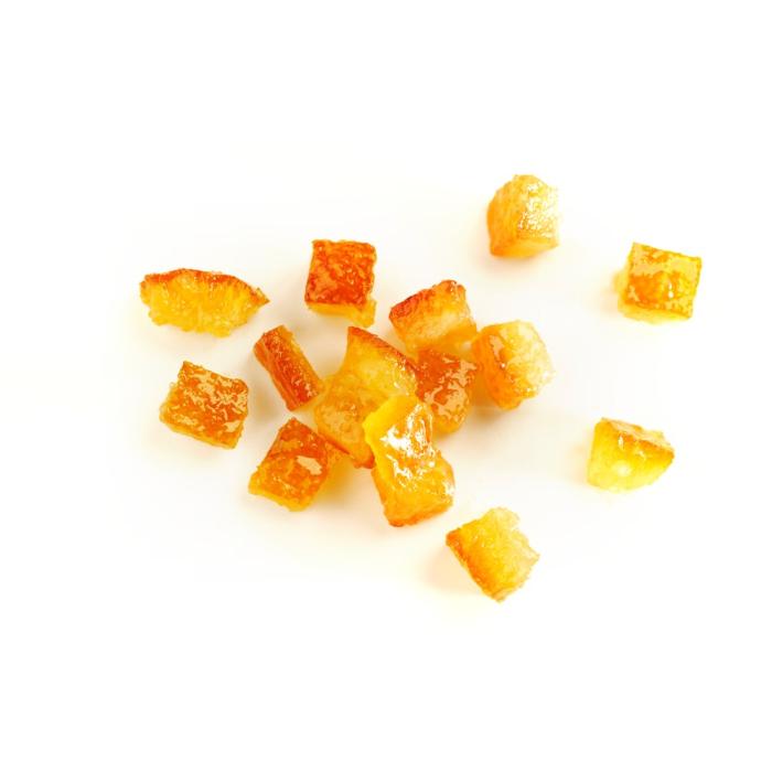Cubes d’orange confite 8x8 mm Cold Confit Sosa dans bac 2 kg pour usage professionnel