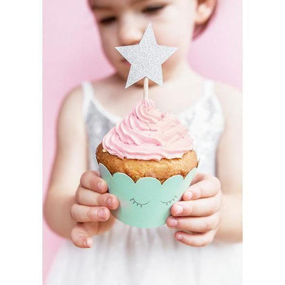 Cupcake Topper Étoile Argentée x6 - Patissland