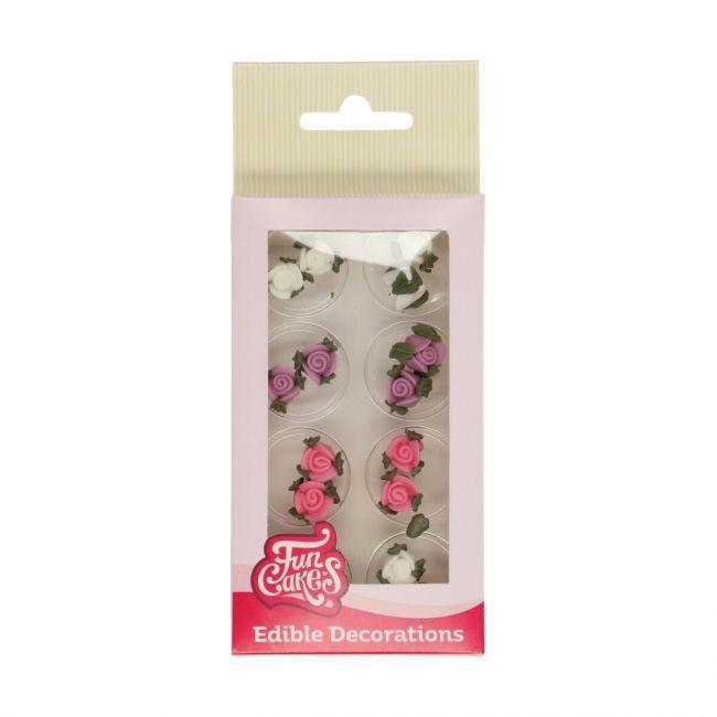 Décors en sucre - 16 Roses avec Feuilles