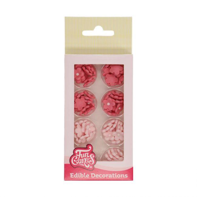Décors en sucre - 64 fleurs roses - FUN CAKES