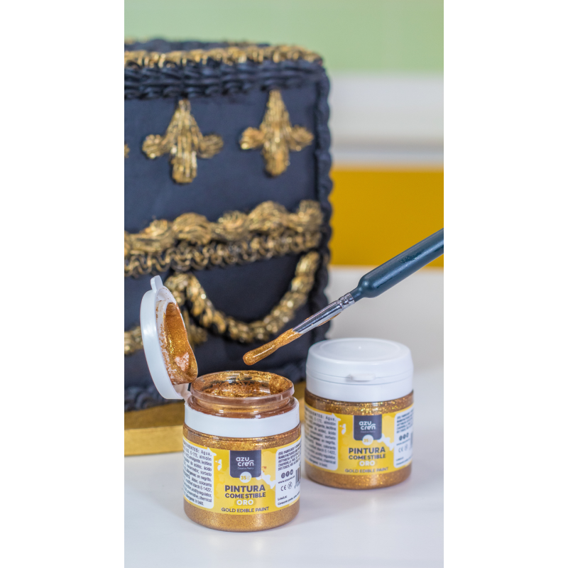 peinture comestible or, peinture alimentaire dorée, décoration gâteau or, colorant doré pâtisserie, Azucren or