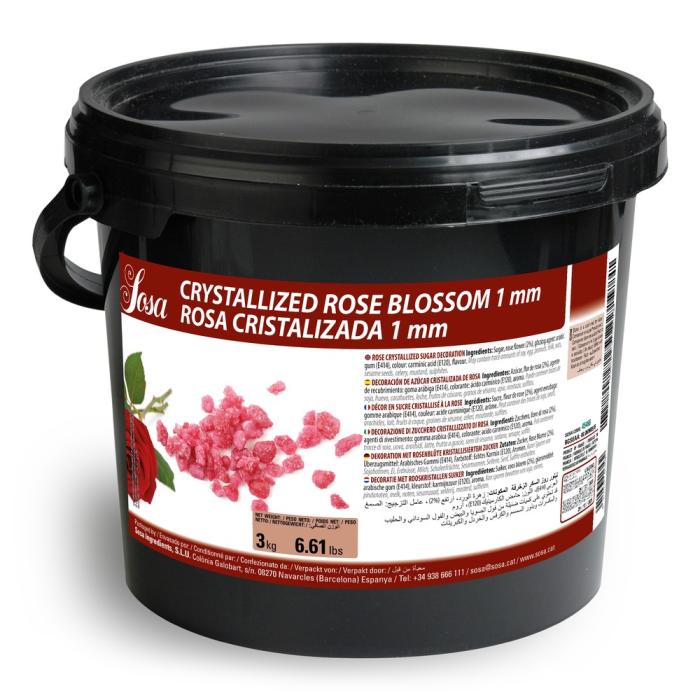 Seau 3 kg de fleurs de rose cristallisées 1 mm – Sosa Ingredients