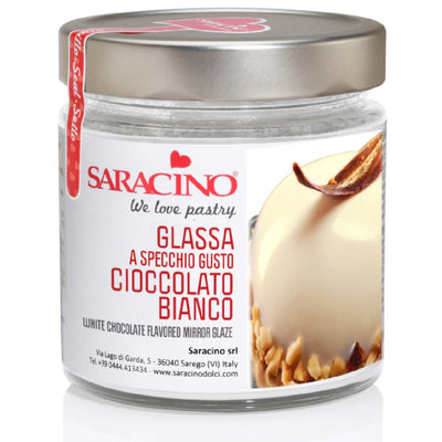 Glaçage miroir chocolat blanc Saracino 350 g – glaçage professionnel brillant pour entremets et gâteaux
