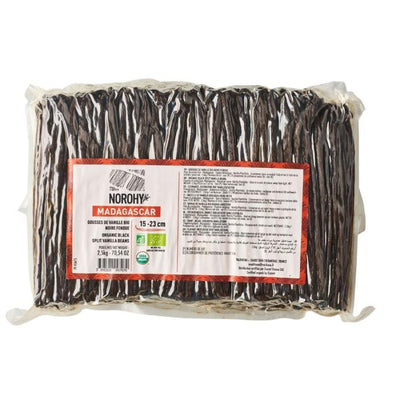 Gousses de vanille Bourbon bio Madagascar fendues – sachet 2,5 kg Norohy