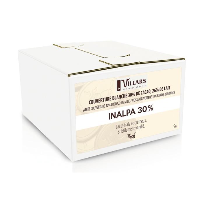 Chocolat blanc Inalpa 30 % Villars – pistoles 5 kg, couverture suisse onctueuse
