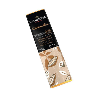 Mini tablette Valrhona Caramélia 36 % – chocolat au lait au caramel salé – 20 g