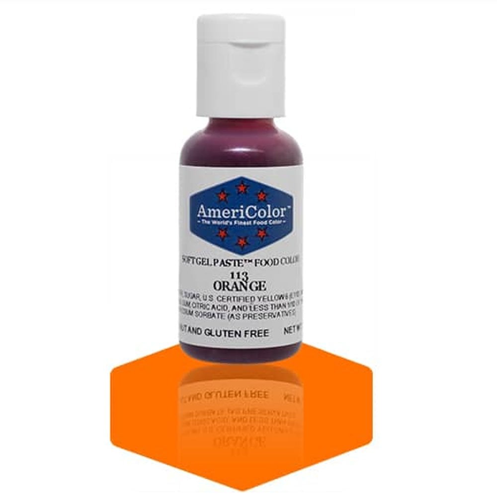 Flacon de colorant gel AmeriColor Orange pour glaçage, crème et pâte à sucre