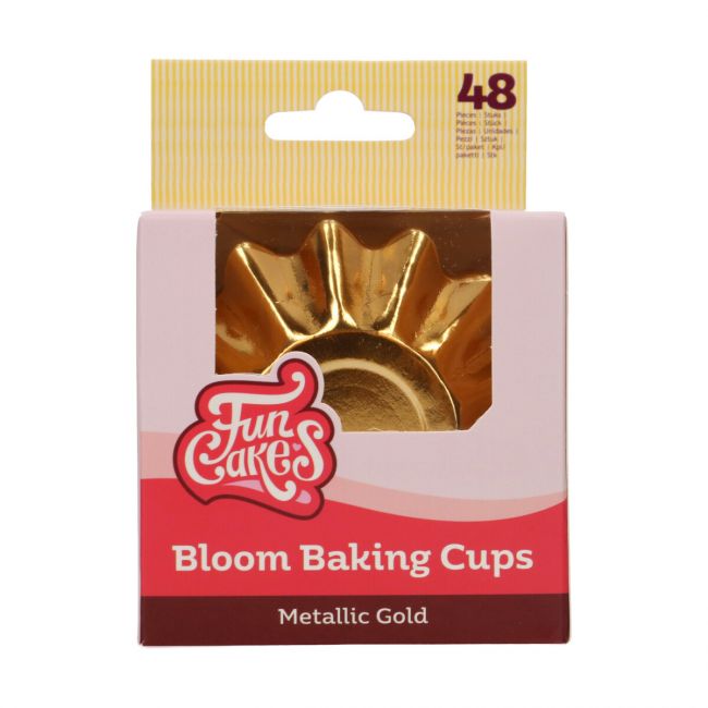 48 pirottini Bloom per cupcake - Oro metallizzato