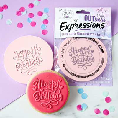 OUTboss - Hearts Happy Birthday - SWEET STAMP