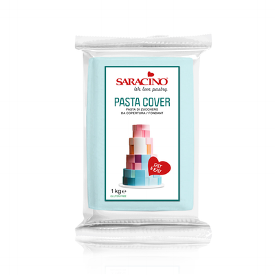 Pâte à sucre bleu ciel Saracino Baby Blue Cover Paste 1 kg – pâte professionnelle élastique pour couverture et décoration de gâteaux
