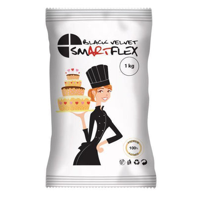 Pâte à sucre noire 1kg SmartFlex Velours – texture souple, noir intense
