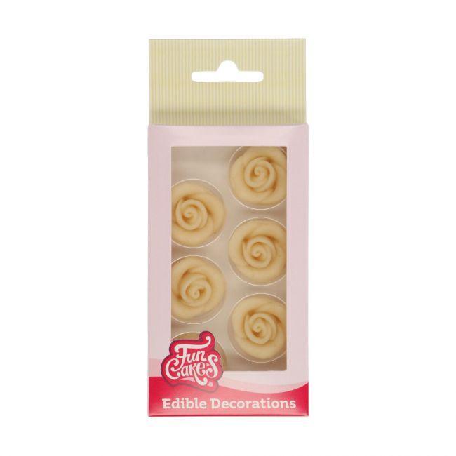 Mandelpaste – 6 weiße Rosen – LUSTIGE KUCHEN