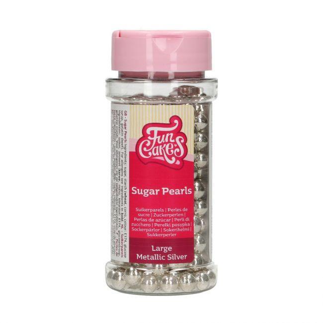 Perles en Sucre Large - Metallic Silver - FUN CAKES