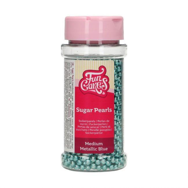 Perles en sucre Medium- Metallic Blue 4mm - Patissland
