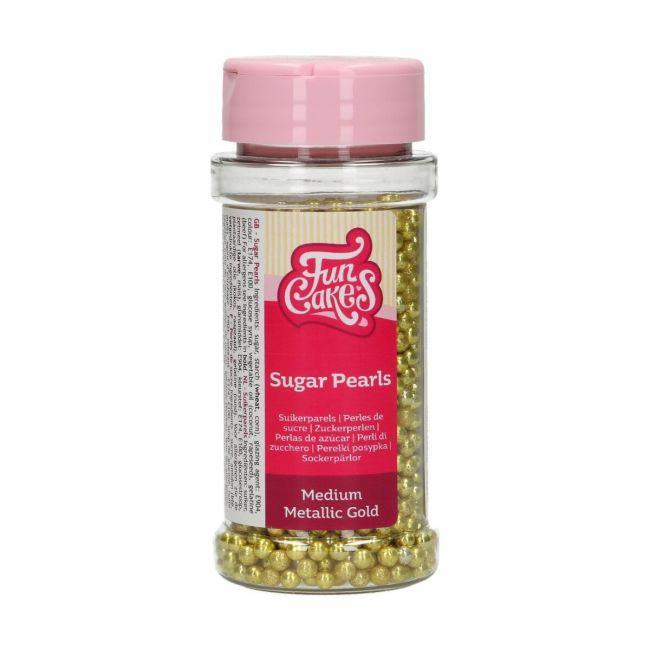 Perles en sucre Medium- Metallic Gold 4mm - Patissland