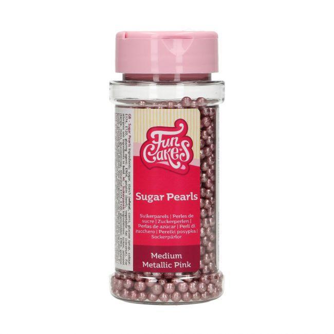 Perles en sucre Medium- Metallic Pink 4mm - Patissland