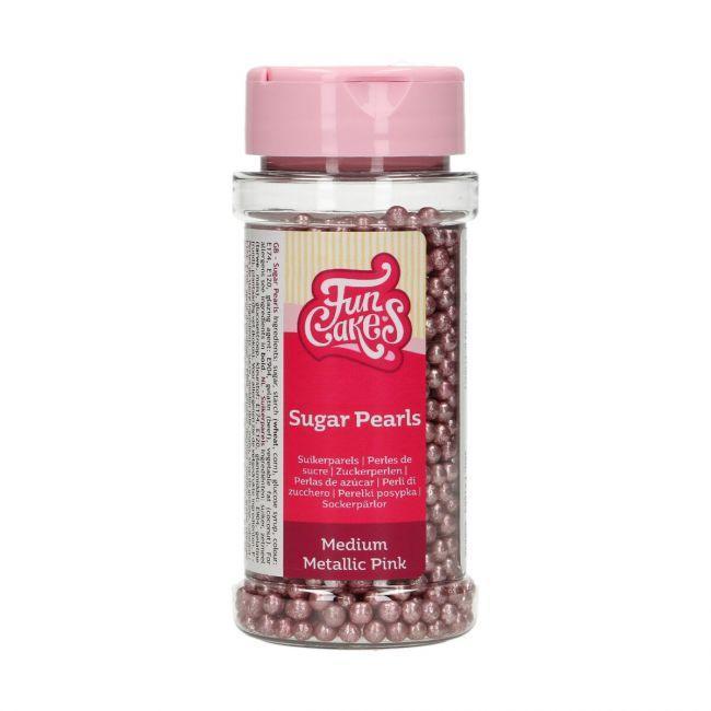 Perles en sucre Medium- Metallic Pink 4mm - FUN CAKES