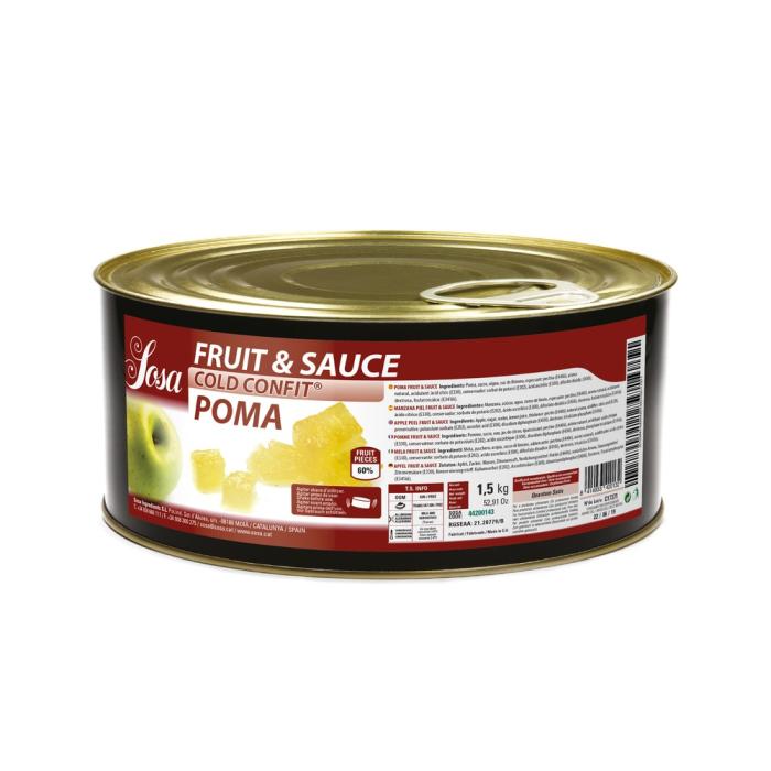 Dés de pomme confite 10x10 mm Sosa en boîte de 1,5 kg