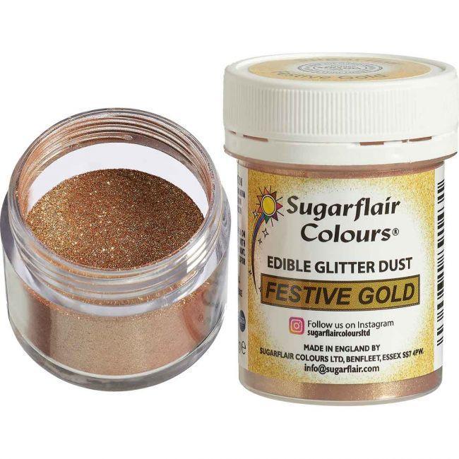 Poudre Alimentaire Scintillante Festive Gold - SUGARFLAIR