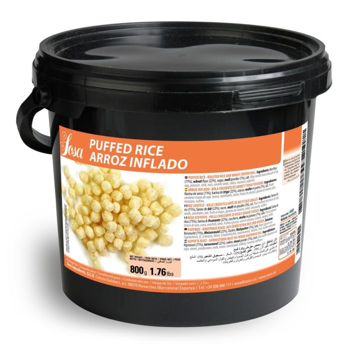 Pot de riz soufflé Sosa 800 g pour applications en chocolaterie et pâtisserie
