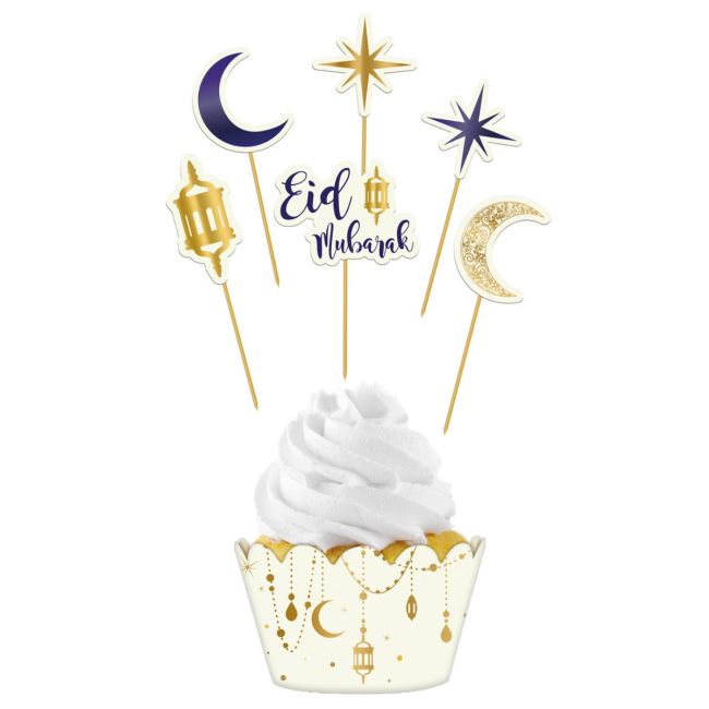 Set de 12 Décorations Cupcakes Eid Mubarak