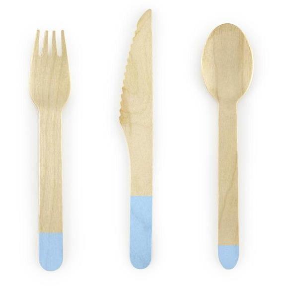 Set de Couverts en Bois - Light Blue - PARTY DECO